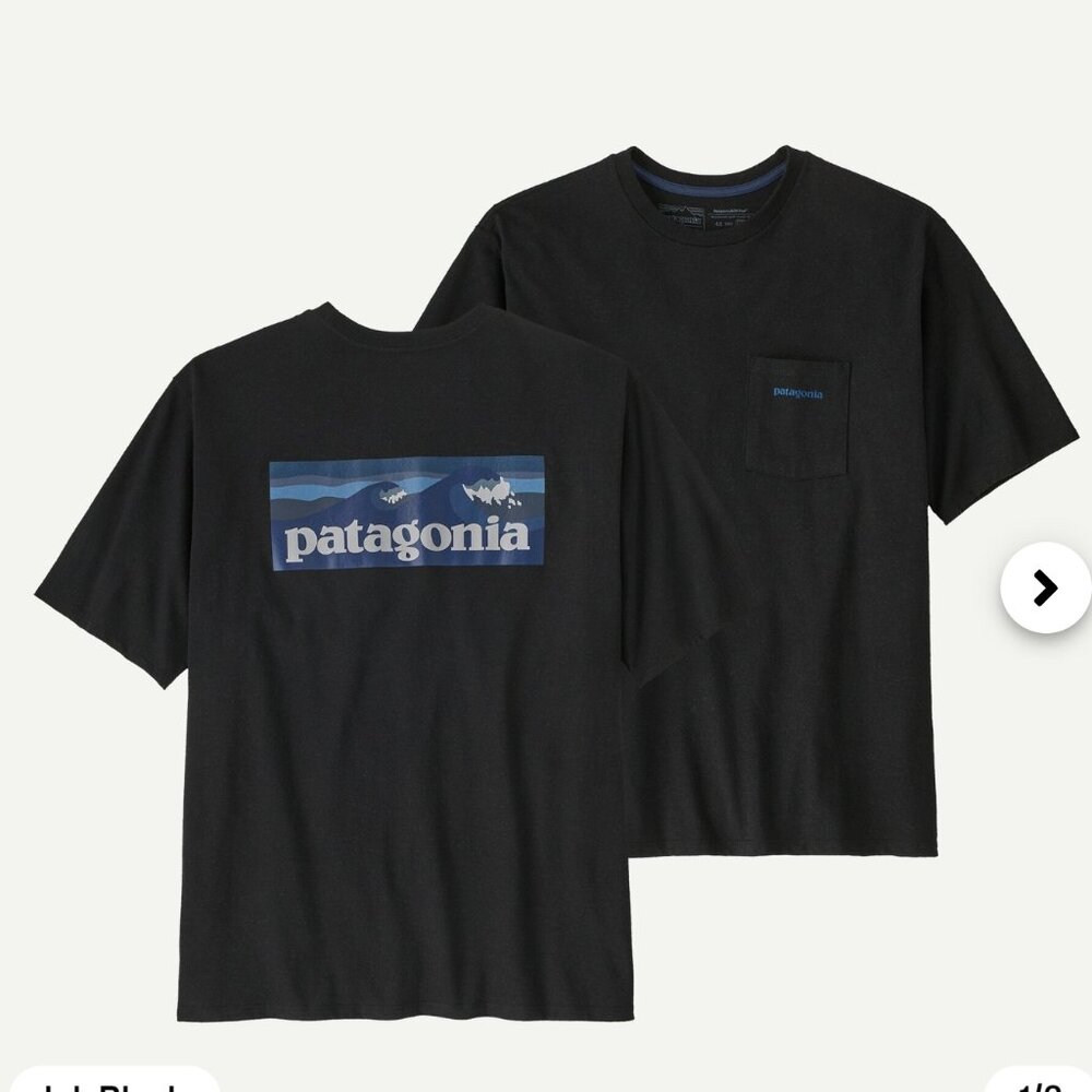 Patagonia Men's Boardshort Logo Pocket Responsibili-Tee /Ink Black / Size S
